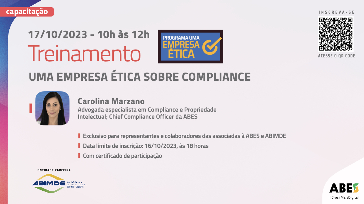 Nova turma do treinamento UMA EMPRESA ÉTICA SOBRE COMPLIANCE - ABES