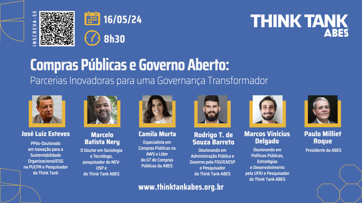 Think Tank ABES abordará Compras Públicas e Governo Aberto em webinar agendado para 16/05